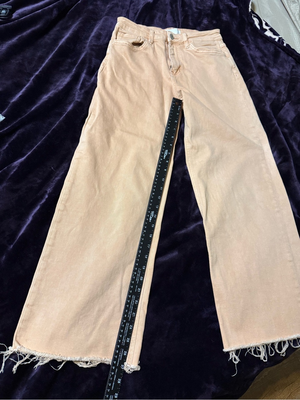 Women's Vervet High-Rise Wide Leg Jeans in Light Peach - Picture 2 of 9